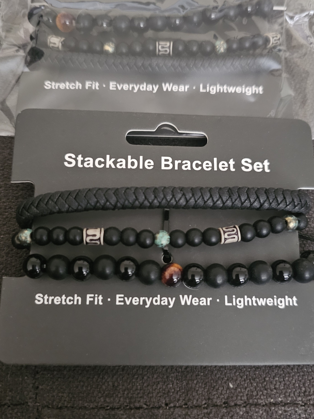 Stackable Bracelet Set - Black Beaded & Braided Styles